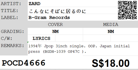 [Pre-owned] ZARD - こんなにそばに居るのに 3inch Single