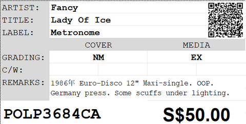 [Pre-owned] Fancy - Lady Of Ice 12" Maxi-Single 45rpm