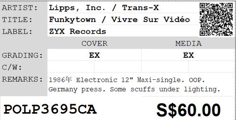 [Pre-owned] Lipps, Inc. / Trans-X - Funkytown / Vivre Sur Vidéo 12" Maxi-single 45rpm