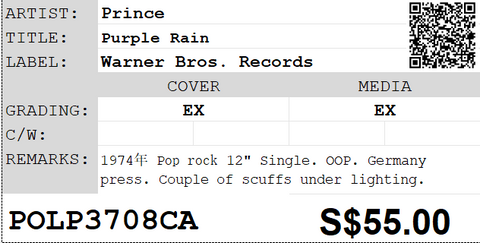 [Pre-owned] Prince - Purple Rain 12" Single 45rpm