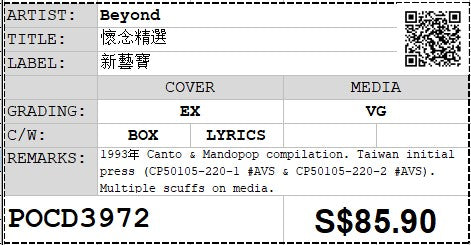 [Pre-owned] Beyond - 懷念精選 2CD (Out Of Print)