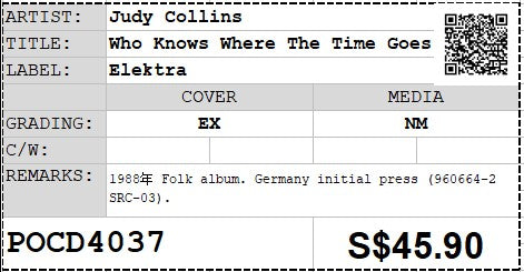 [Pre-owned] Judy Collins - Who Knows Where The Time Goes (Out Of Print)