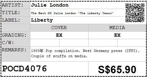 [Pre-owned] Julie London - The Best Of Julie London "The Liberty Years" (Out Of Print)