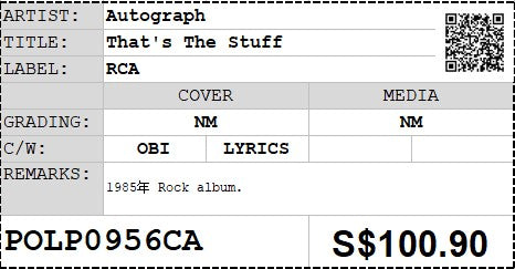 [Pre-owned] Autograph - That's The Stuff LP 33⅓rpm (Out Of Print)