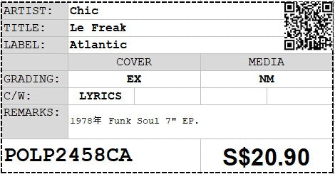 [Pre-owned] Chic - Le Freak 7" EP 45rpm (Out Of Print)
