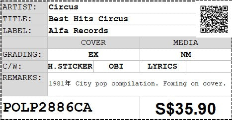 [Pre-owned] Circus - Best Hits Circus LP 33⅓rpm (Out Of Print)